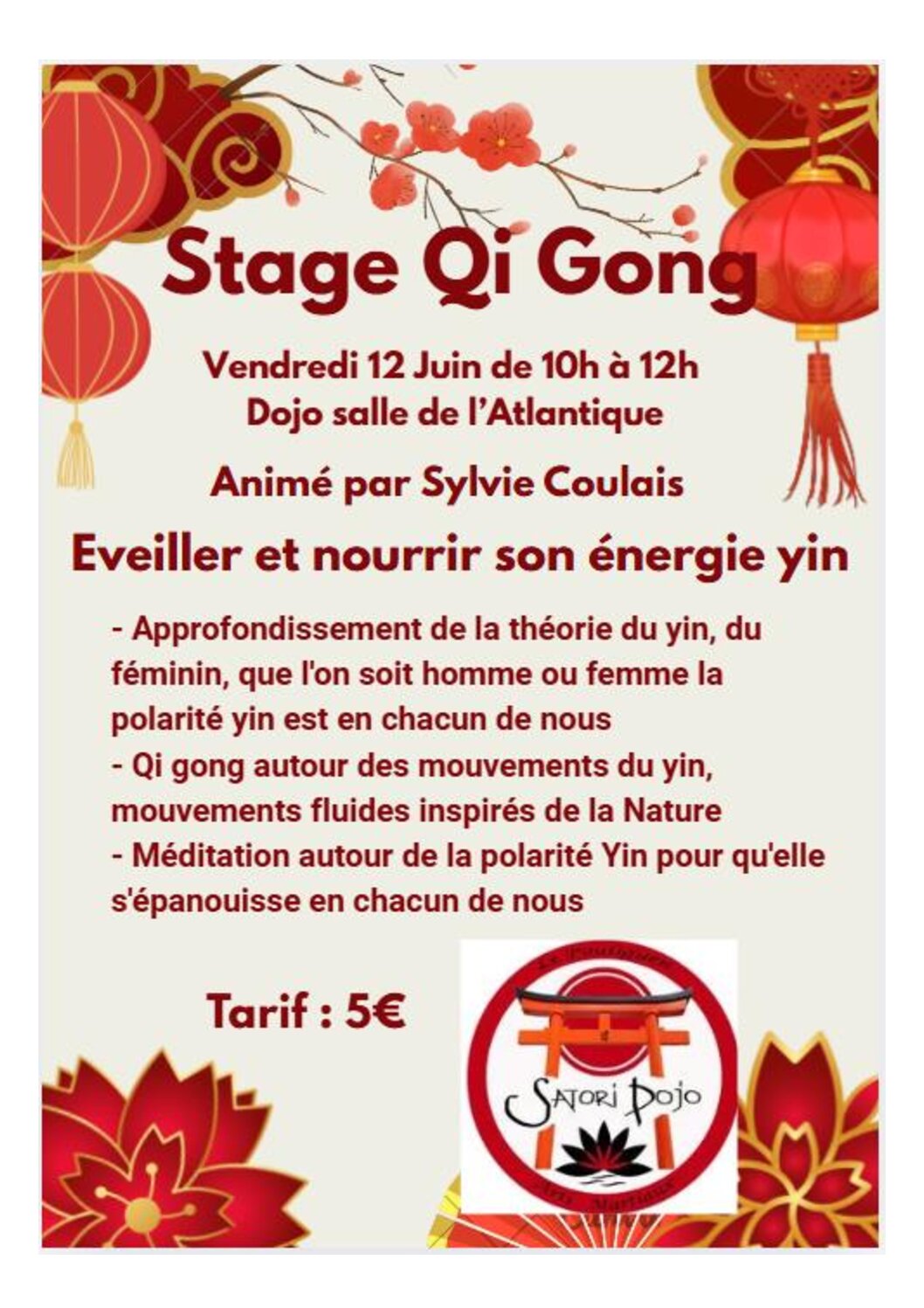 Stage de Qi Gong vendredi 12 juin 10h-12h